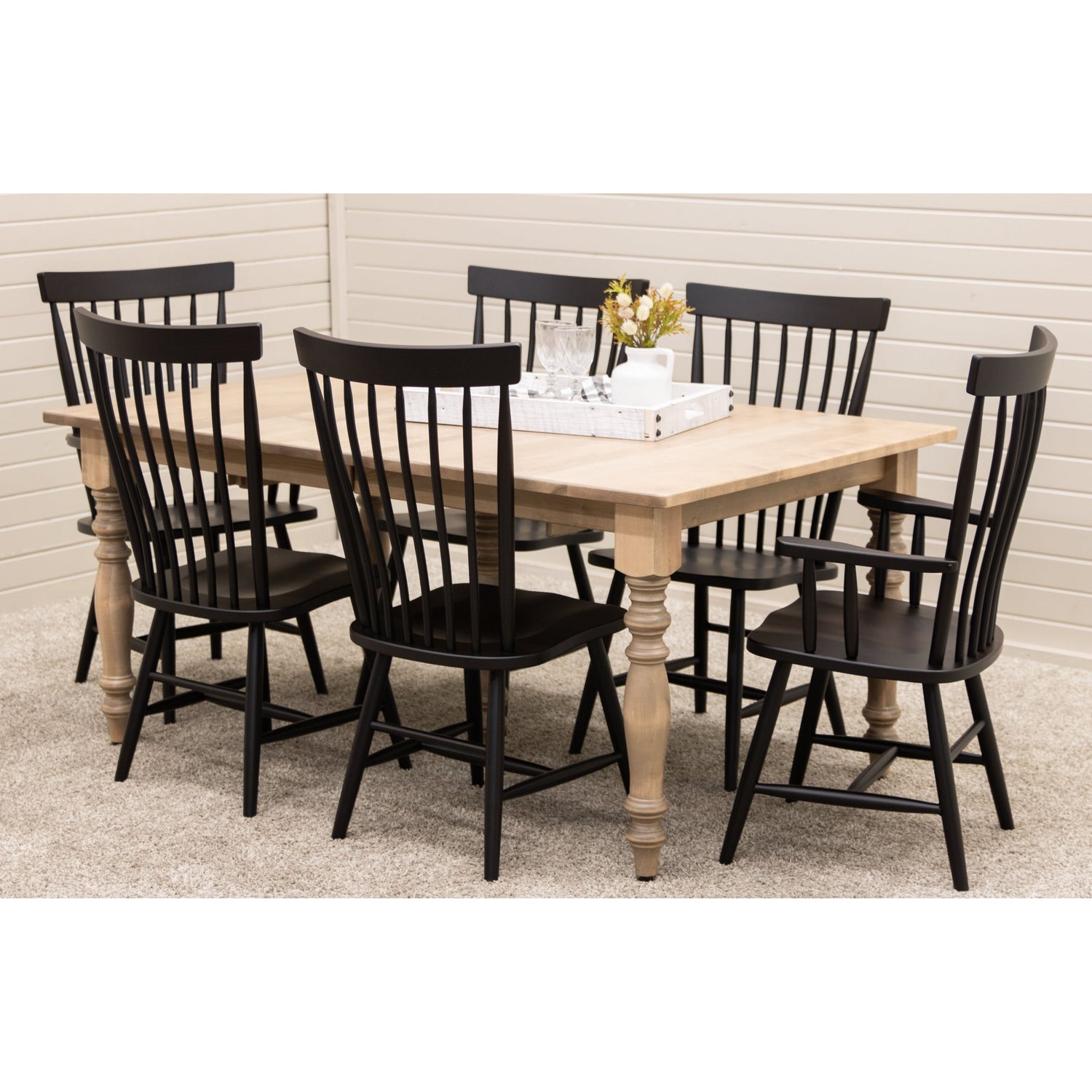 Modern Farm Leg Maple Wood Extending Dining Table | DS