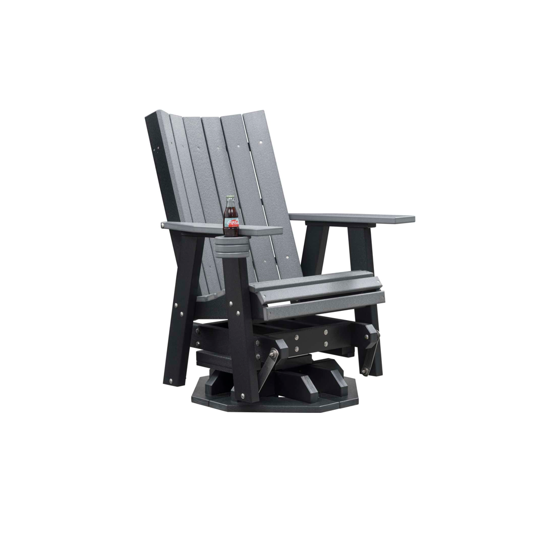 Modura Amish Outdoor Swivel Glider Rocker - Dark Gray & Black
