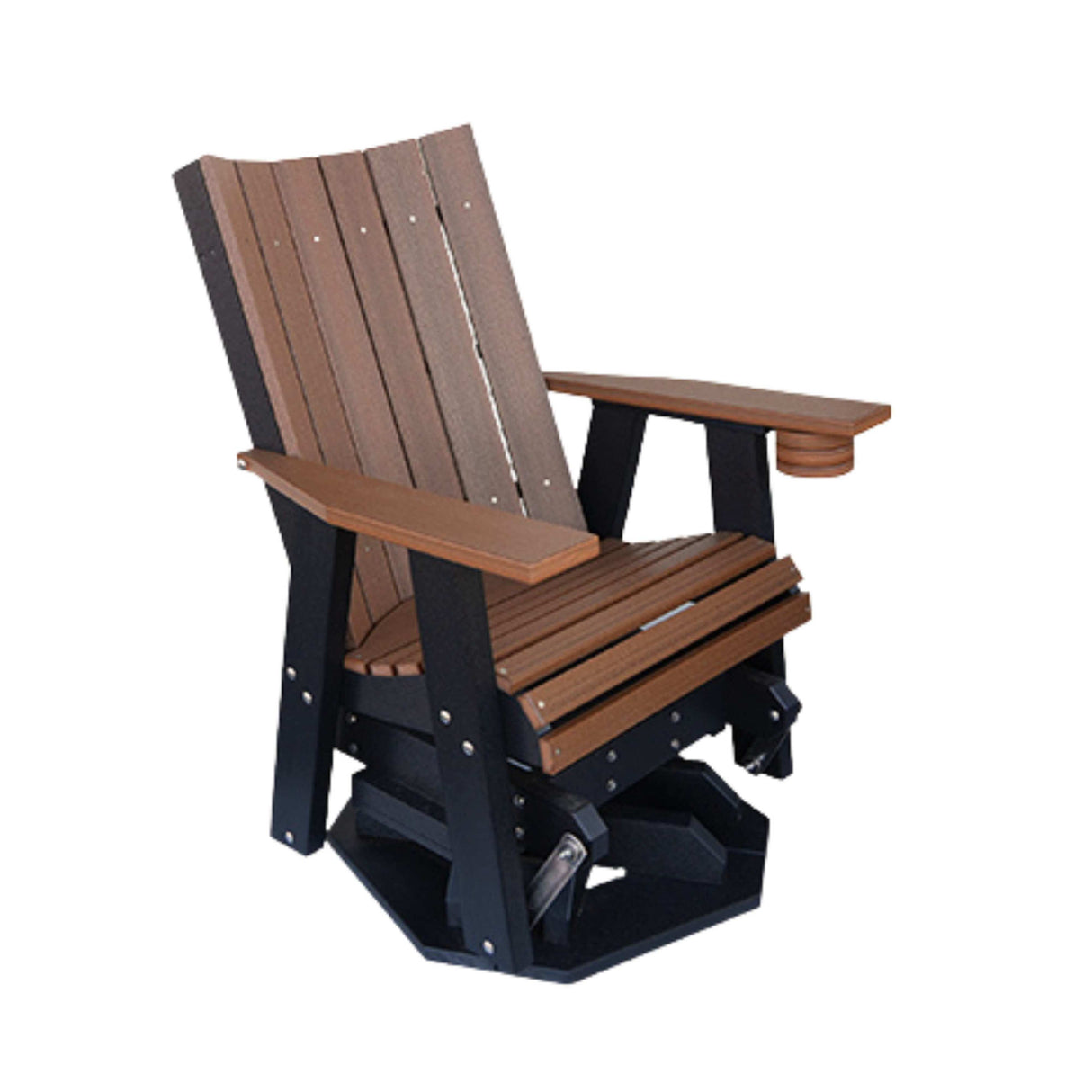 Modura Amish Outdoor Swivel Glider Rocker | Antique Mahogany & Black