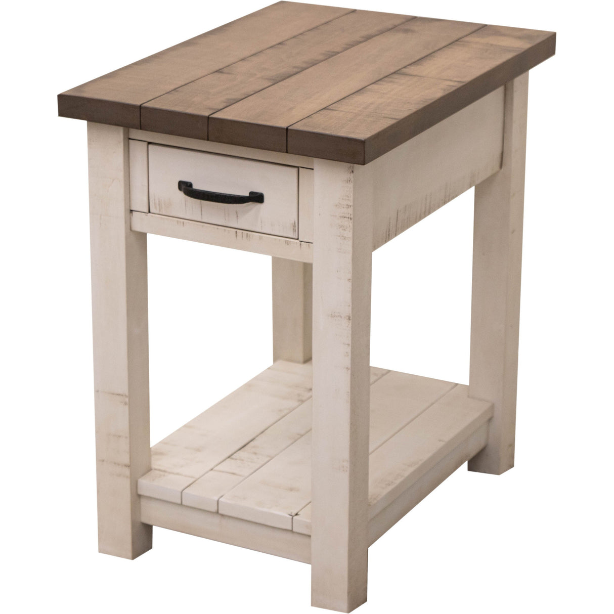 Arcadia White & Wood Small Rectangle Open End Table | M-CS&DCD