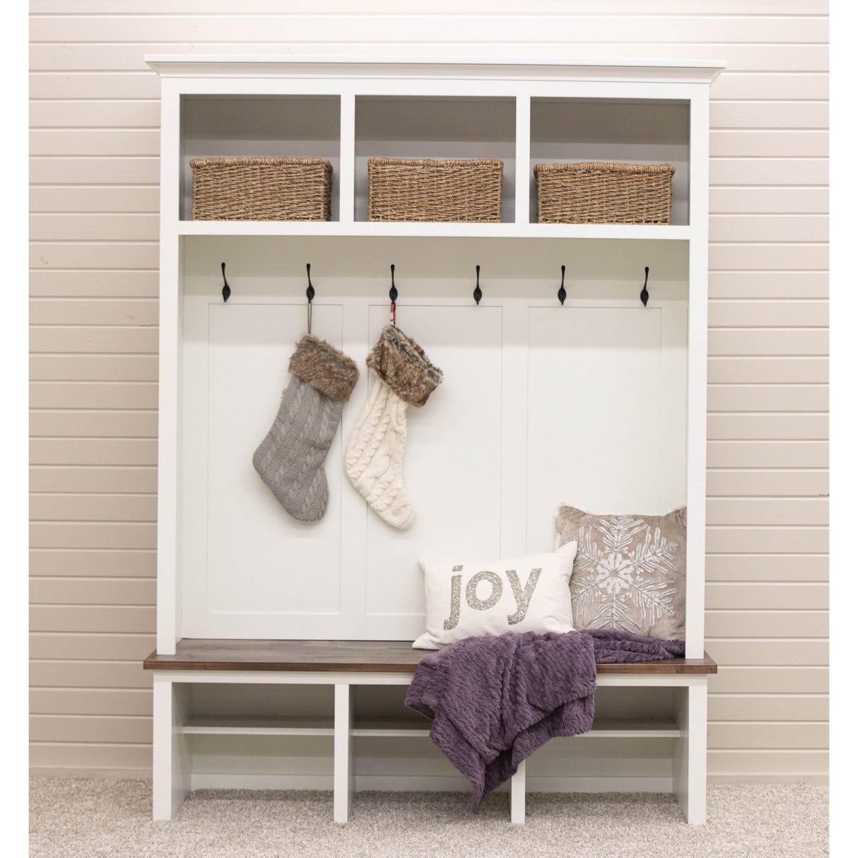 Weston White Solid Wood Hall Tree Bench | M-DW&CO