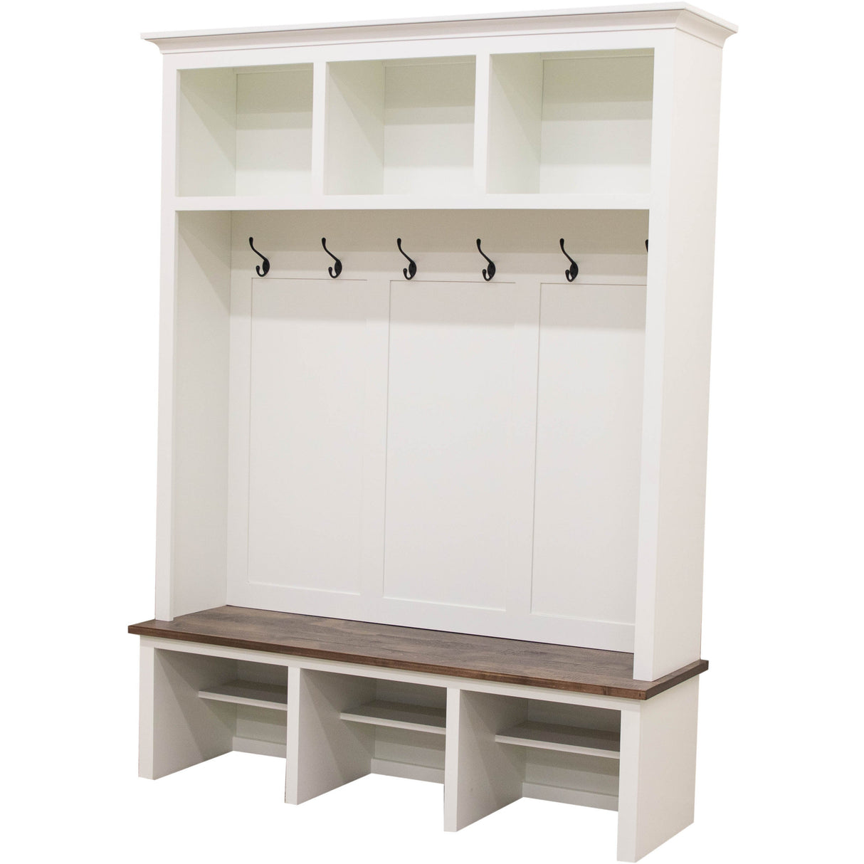 Weston White Solid Wood Hall Tree Bench | M-DW&CO