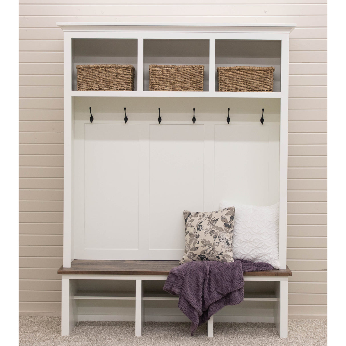 Weston White Solid Wood Hall Tree Bench | M-DW&CO