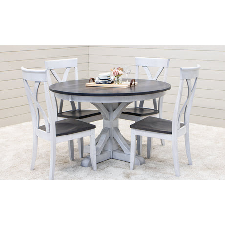 Newport Round White & Wood Extending Dining Table | M-AV&GS