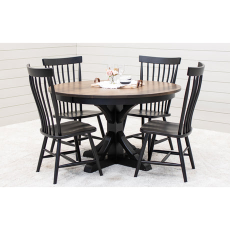 Newport Round Black & Wood Extending Dining Table | M-EB&CO