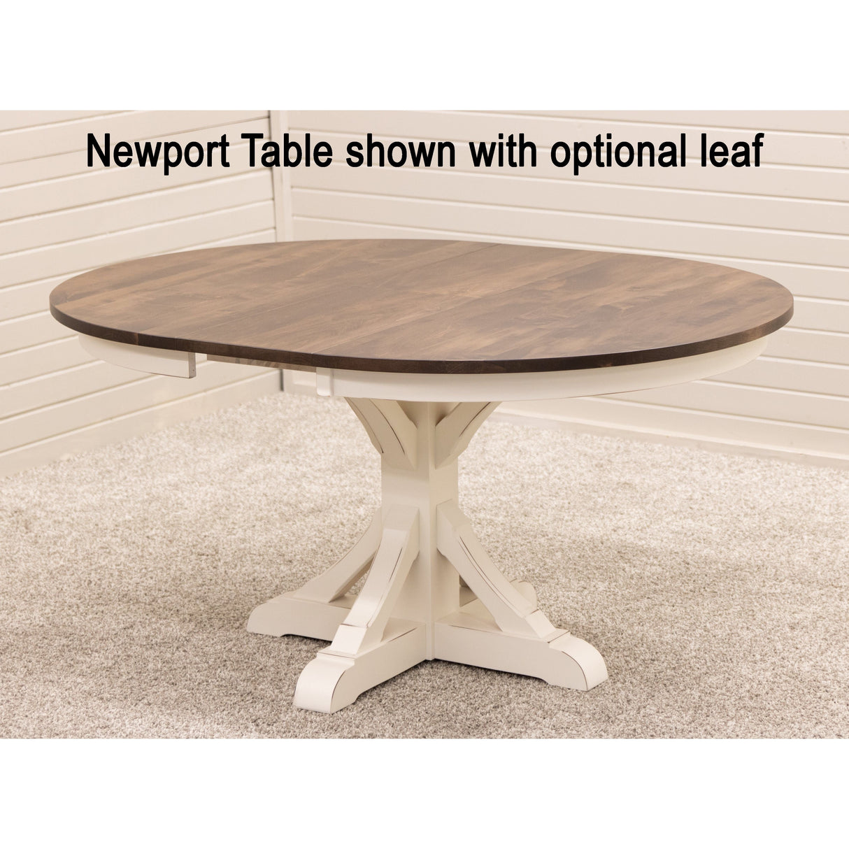 Newport Round White & Wood Extending Dining Table | M-DW&W-NAT