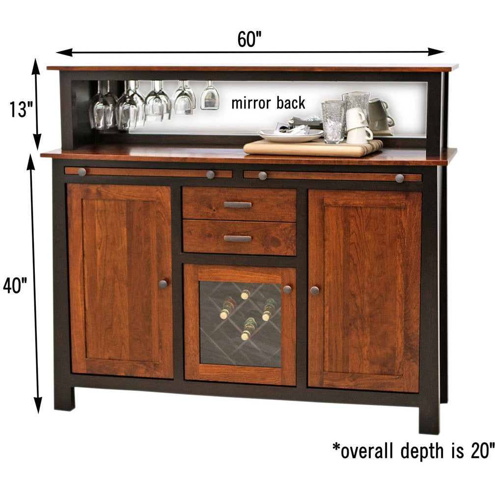 OBG Wine Buffet with Hutch Topper in Black & Wood | M-EB&C-MC