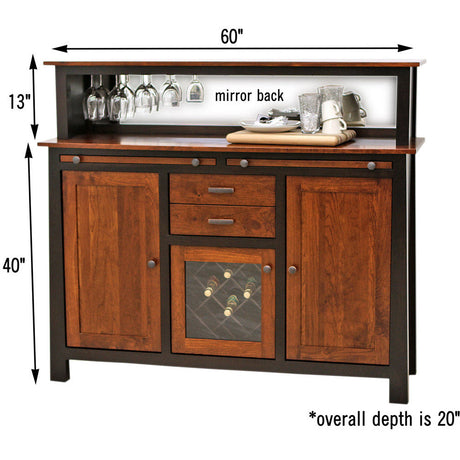 OBG Wine Buffet with Hutch Topper in Black & Wood | M-EB&C-MC