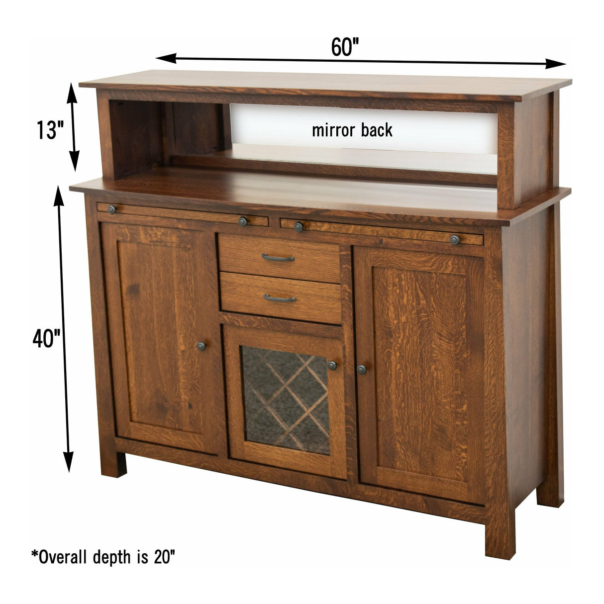OBG Wine Buffet with Hutch Topper in Quarter Sawn White Oak Wood | GB