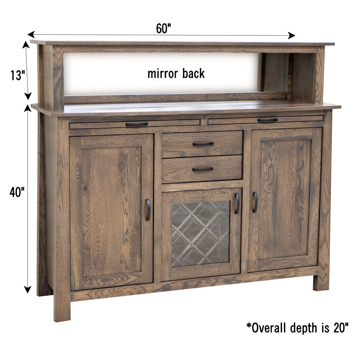 OBG Wine Buffet with Hutch Topper in White Oak Wood | SB