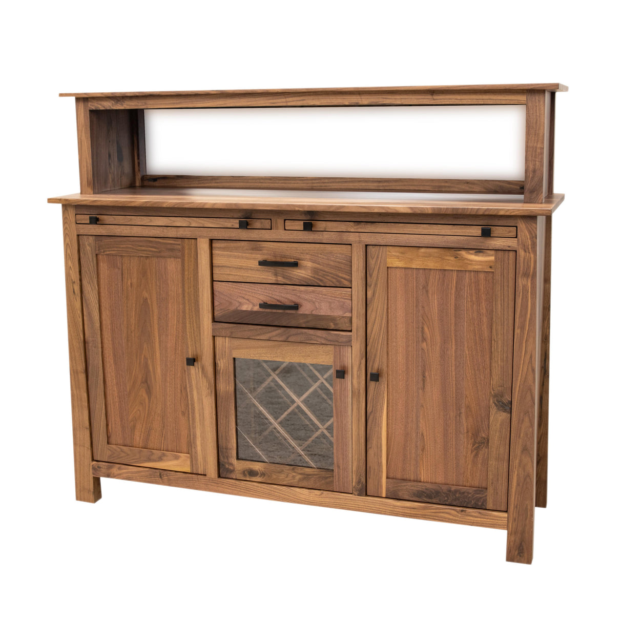 OBG Wine Buffet with Hutch Topper in Walnut Wood | NAT