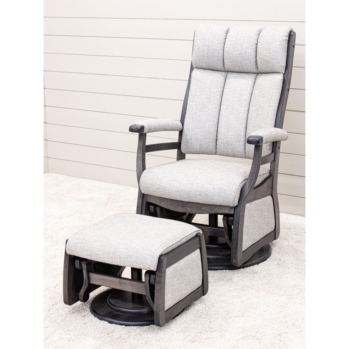 Paris High Back Upholstered Swivel Glider & Ottoman | M-GS