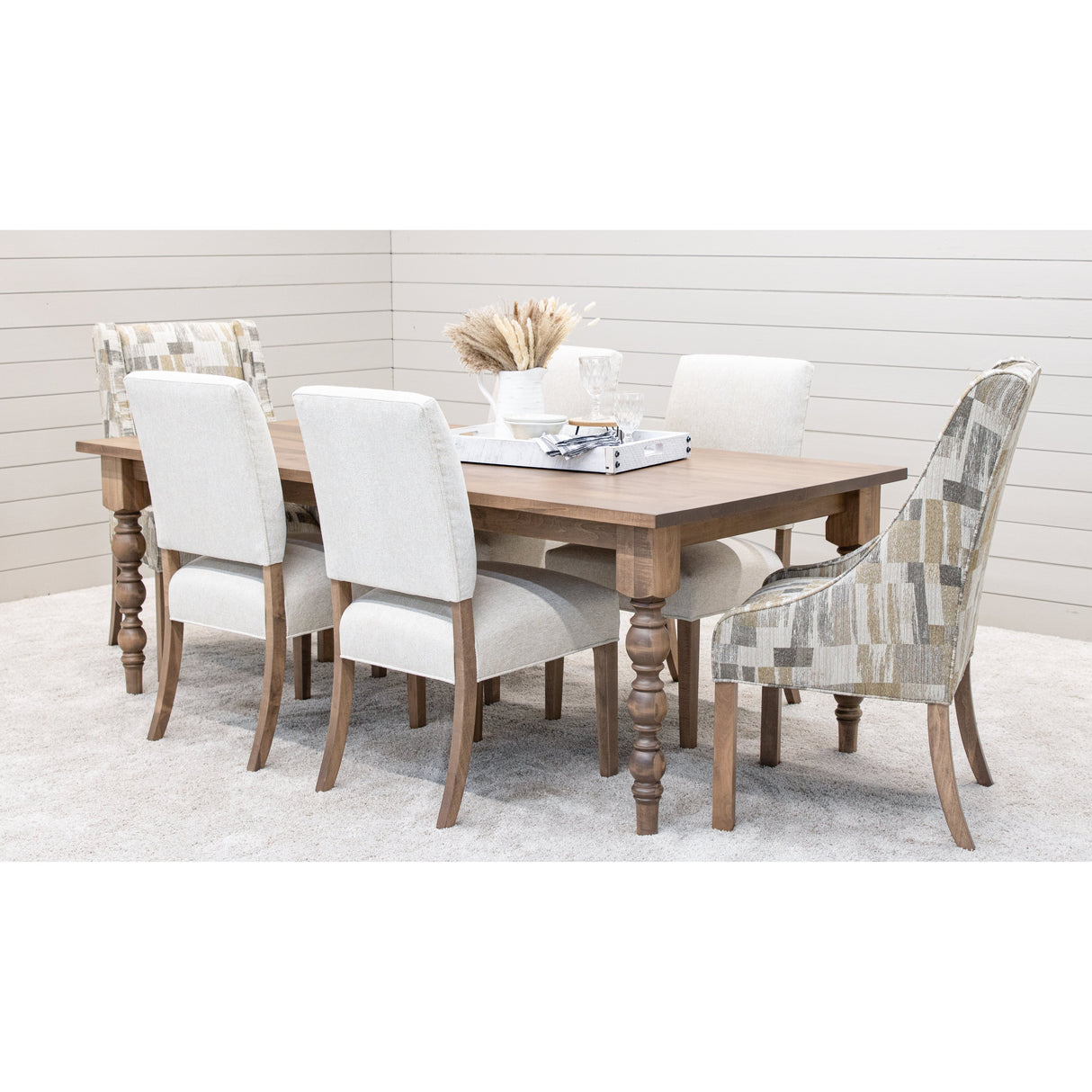 Parson Turned Leg Maple Wood Extending Dining Table | WB