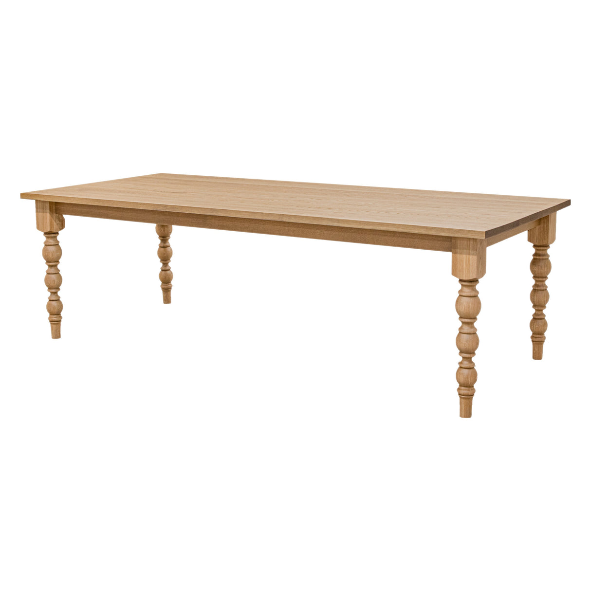 Parson Turned Leg White Oak Wood Extending Dining Table | DS