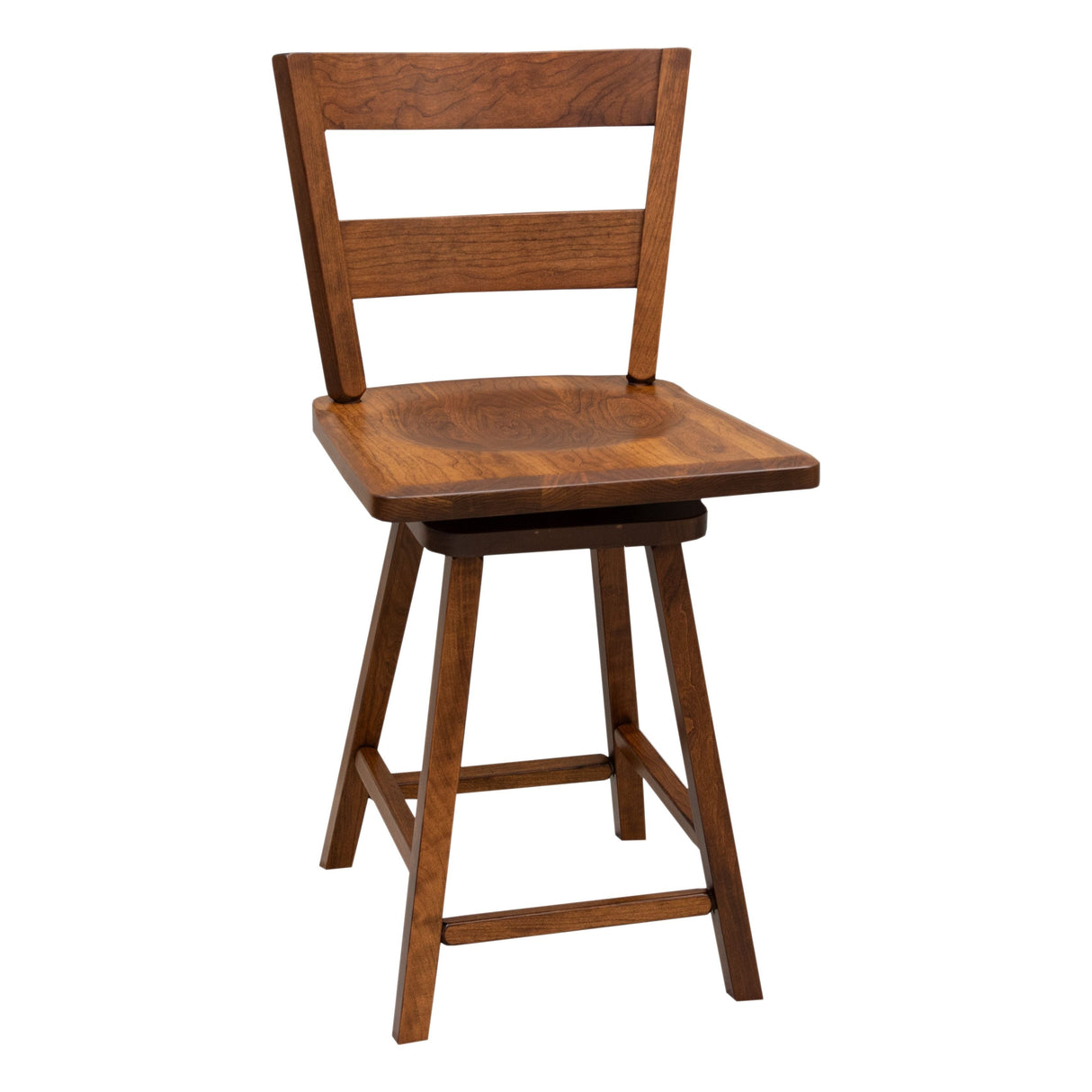 Post Mission 24" Cherry Wood 2-Slat Swivel Bar Stool | MC