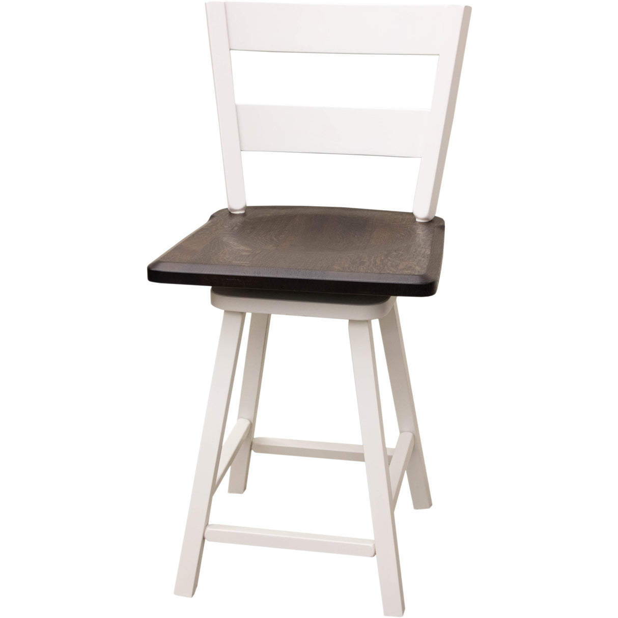 Post Mission 24" White & Wood 2-Slat Swivel Bar Stool | M-DW&RQSWO-DK