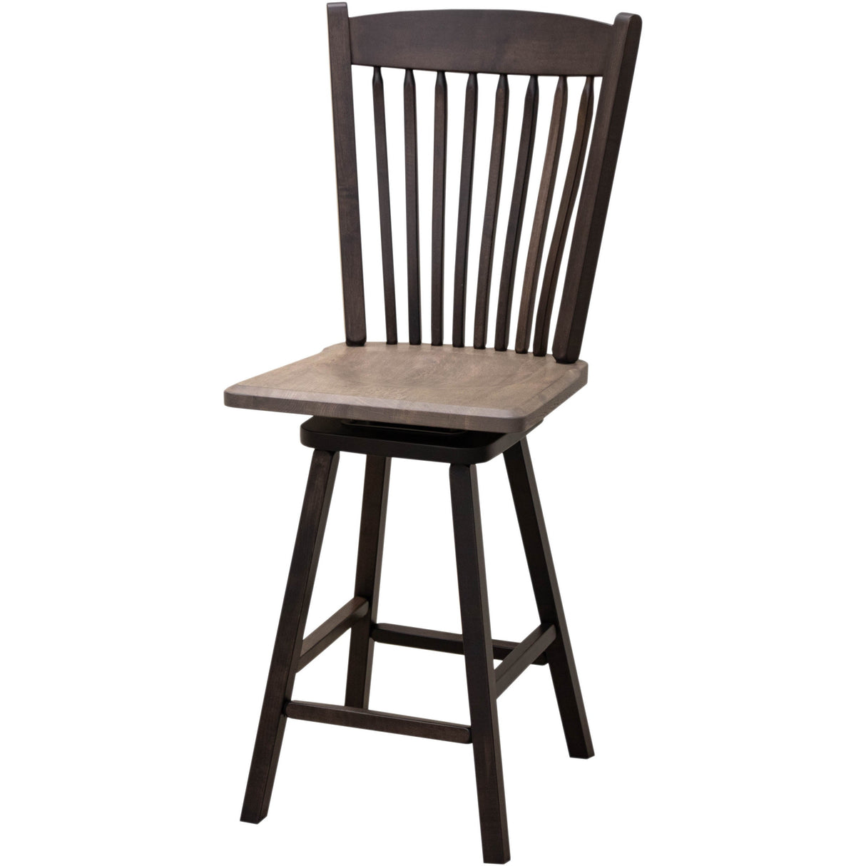 Post Mission 24" Black & Wood Arch Top Swivel Bar Stool | M-DK&RWO-GRB