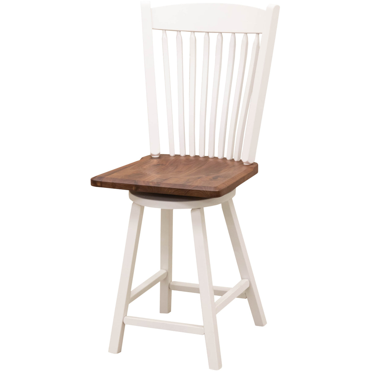 Post Mission 24" White & Wood Arch Top Swivel Bar Stool | M-DW&W-NAT