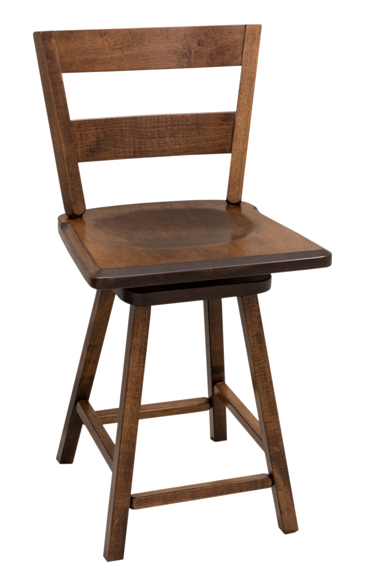 Post Mission 24" Maple Wood 2-Slat Swivel Bar Stool | ASB