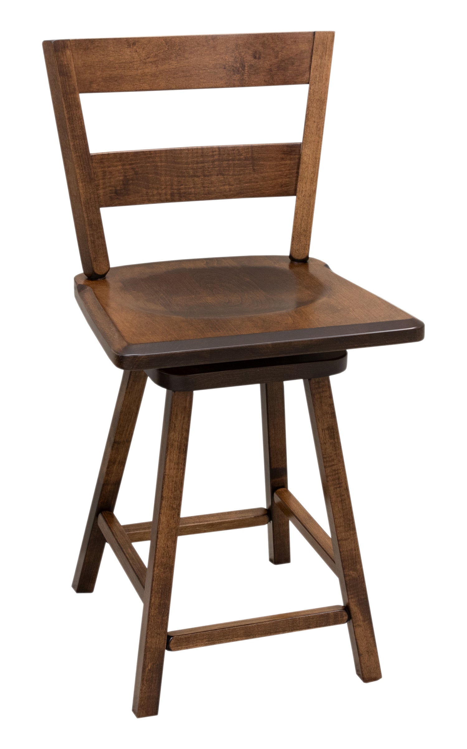 Post Mission 24" Maple Wood 2-Slat Swivel Bar Stool | ASB