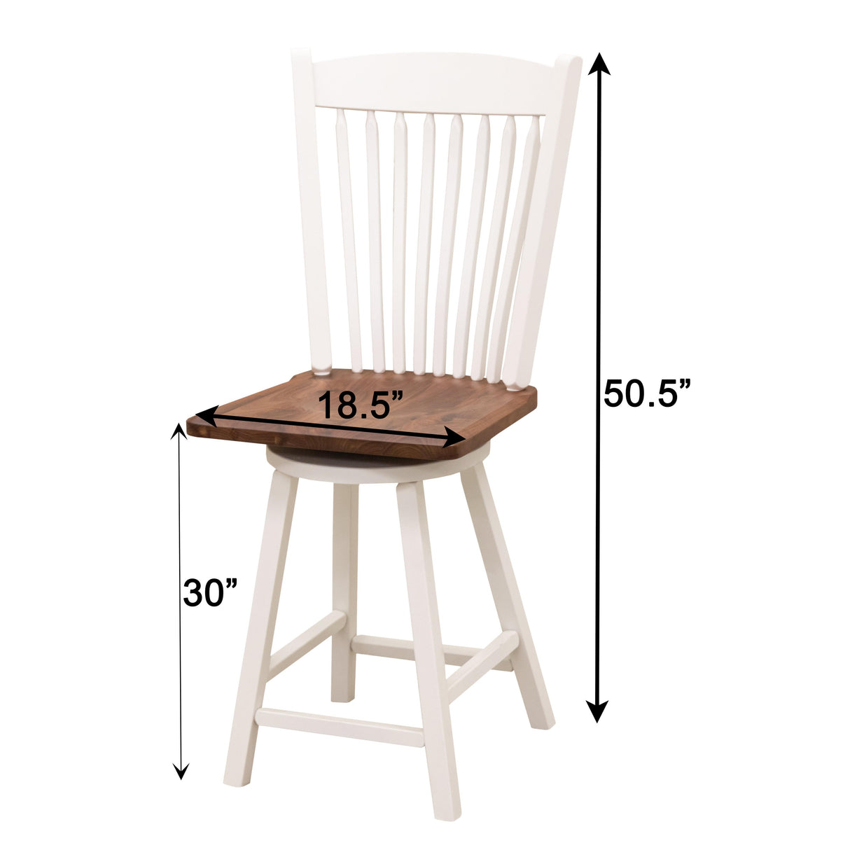 Post Mission 24" White & Wood Arch Top Swivel Bar Stool | M-DW&W-NAT