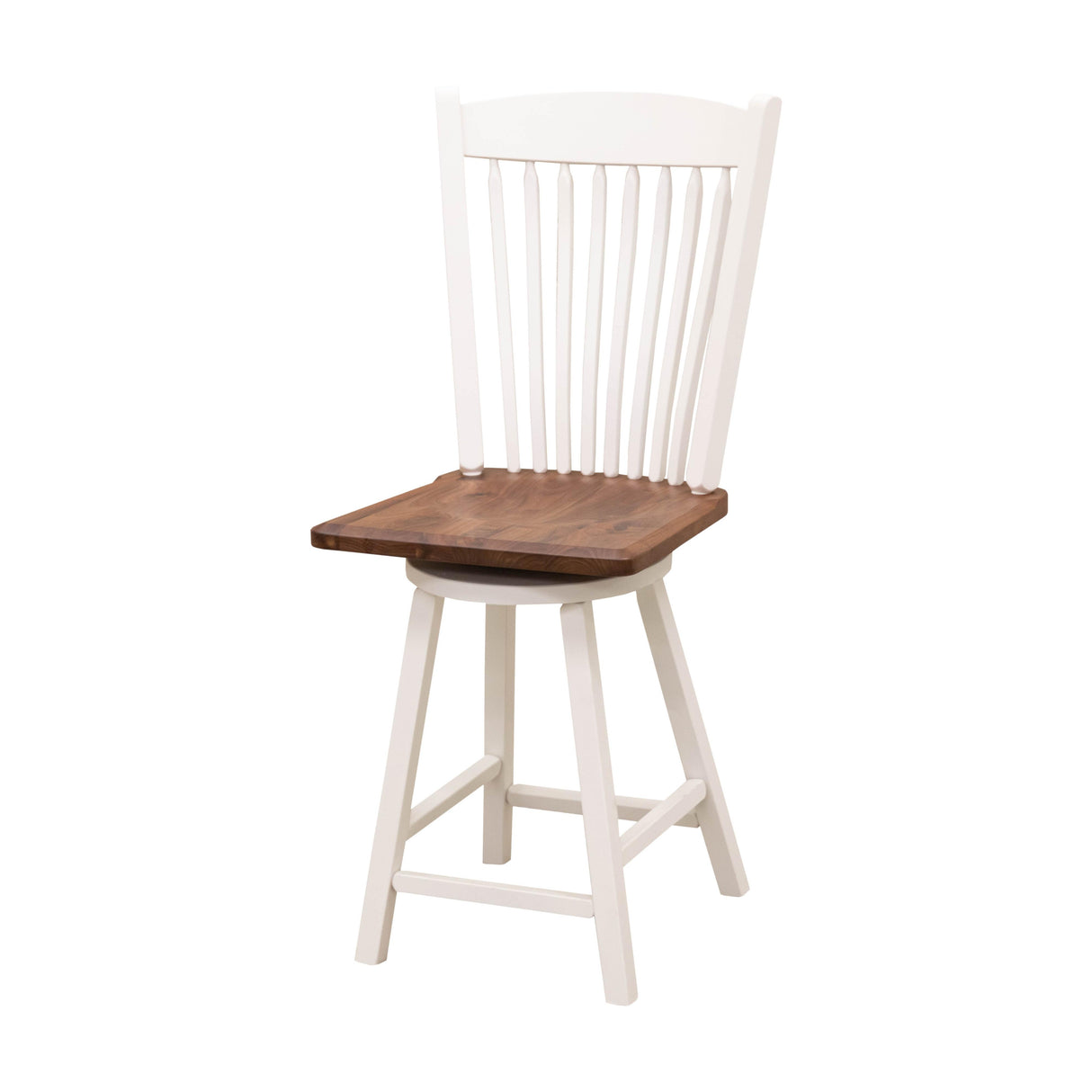Post Mission 24" White & Wood Arch Top Swivel Bar Stool | M-DW&W-NAT