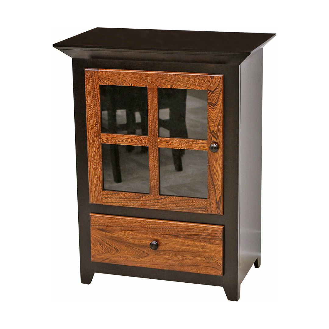 Quarter Mission Grid Black & Wood Cabinet | M-EB&E-MC