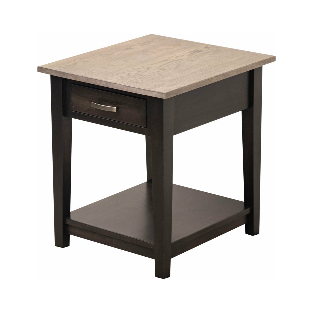 Riverton Black & Wood Large Square Open End Table | M-DK&RWO-GRB