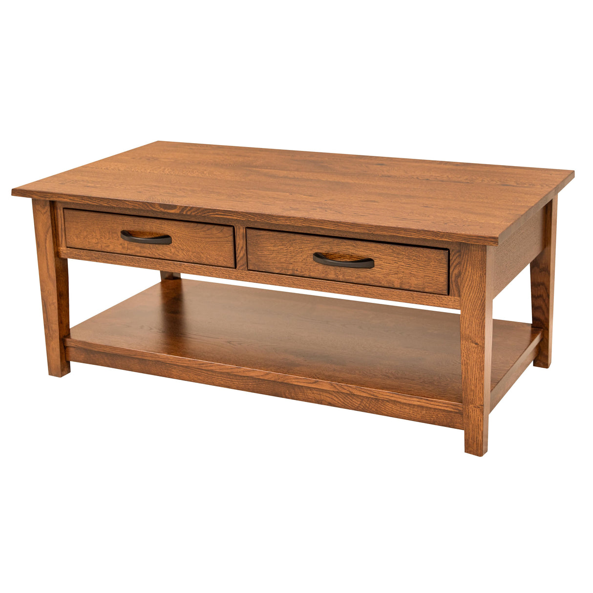Riverton Quarter Sawn White Oak Wood Rectangle Open Coffee Table | MC