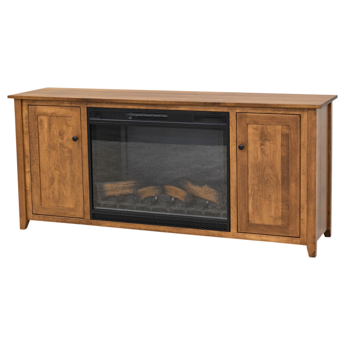 Riverton 72" Maple Wood TV Console with Electric Fireplace Insert | HC