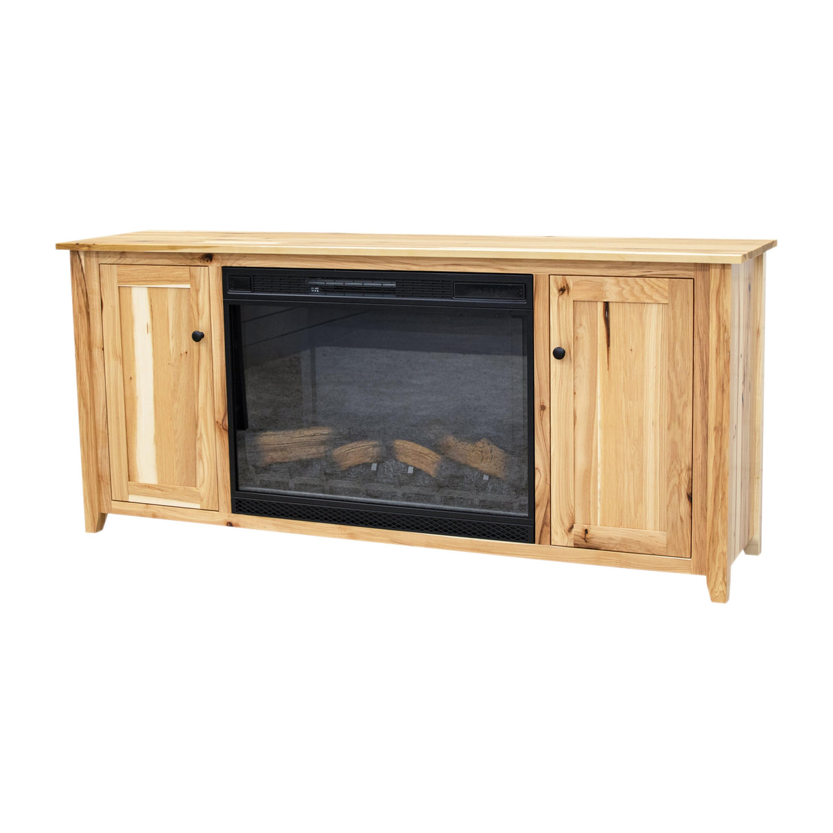 Riverton 72" Hickory Wood TV Console with Electric Fireplace Insert | NAT