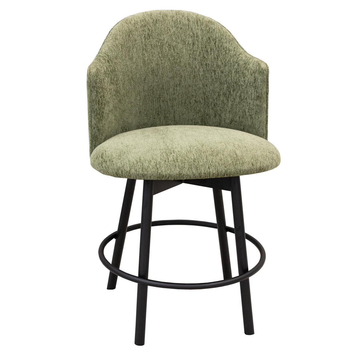 Reno 24" Upholstered Swivel Bar Stool with Black Metal Base | 7-94