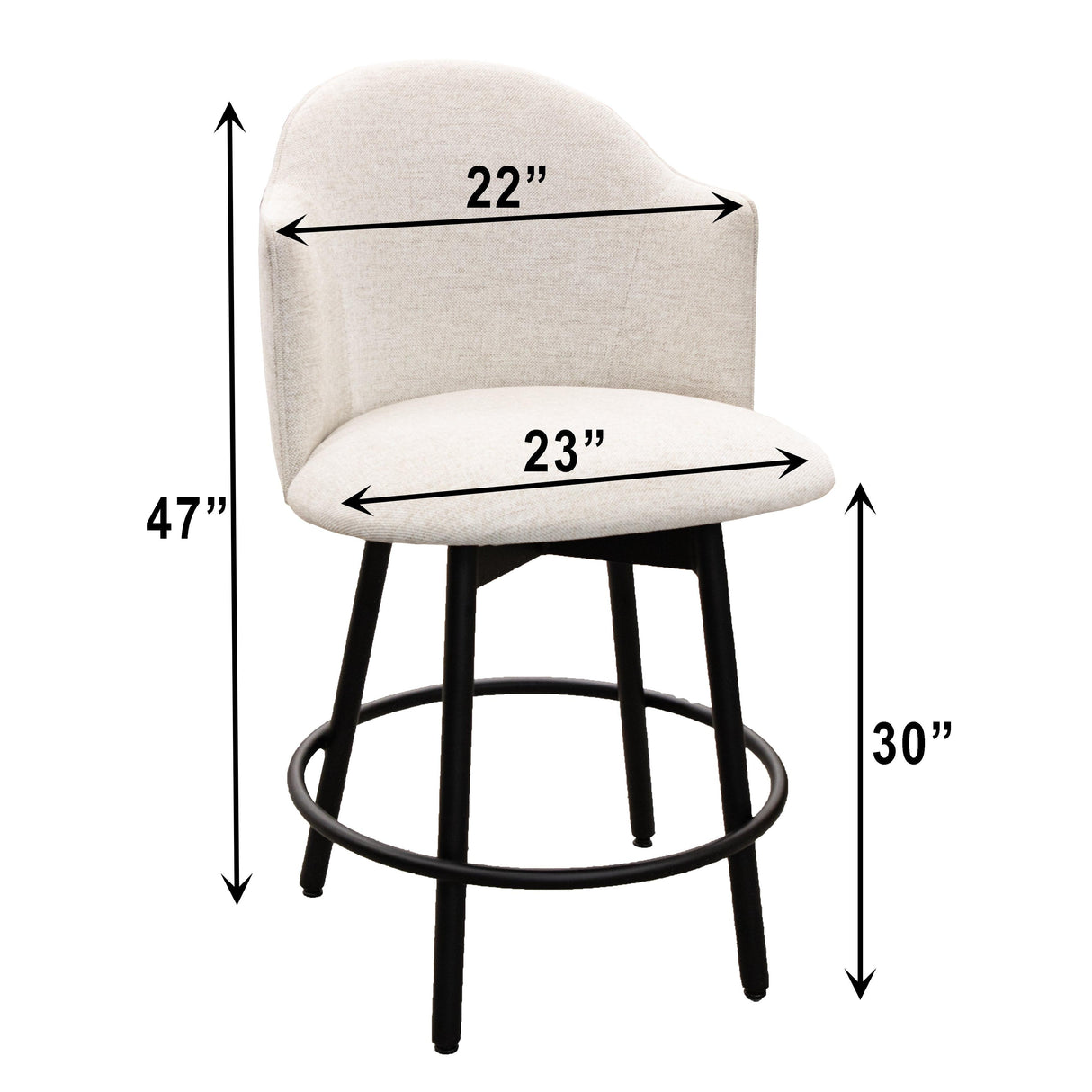 Reno 24" Upholstered Swivel Bar Stool with Black Metal Base | 7-94