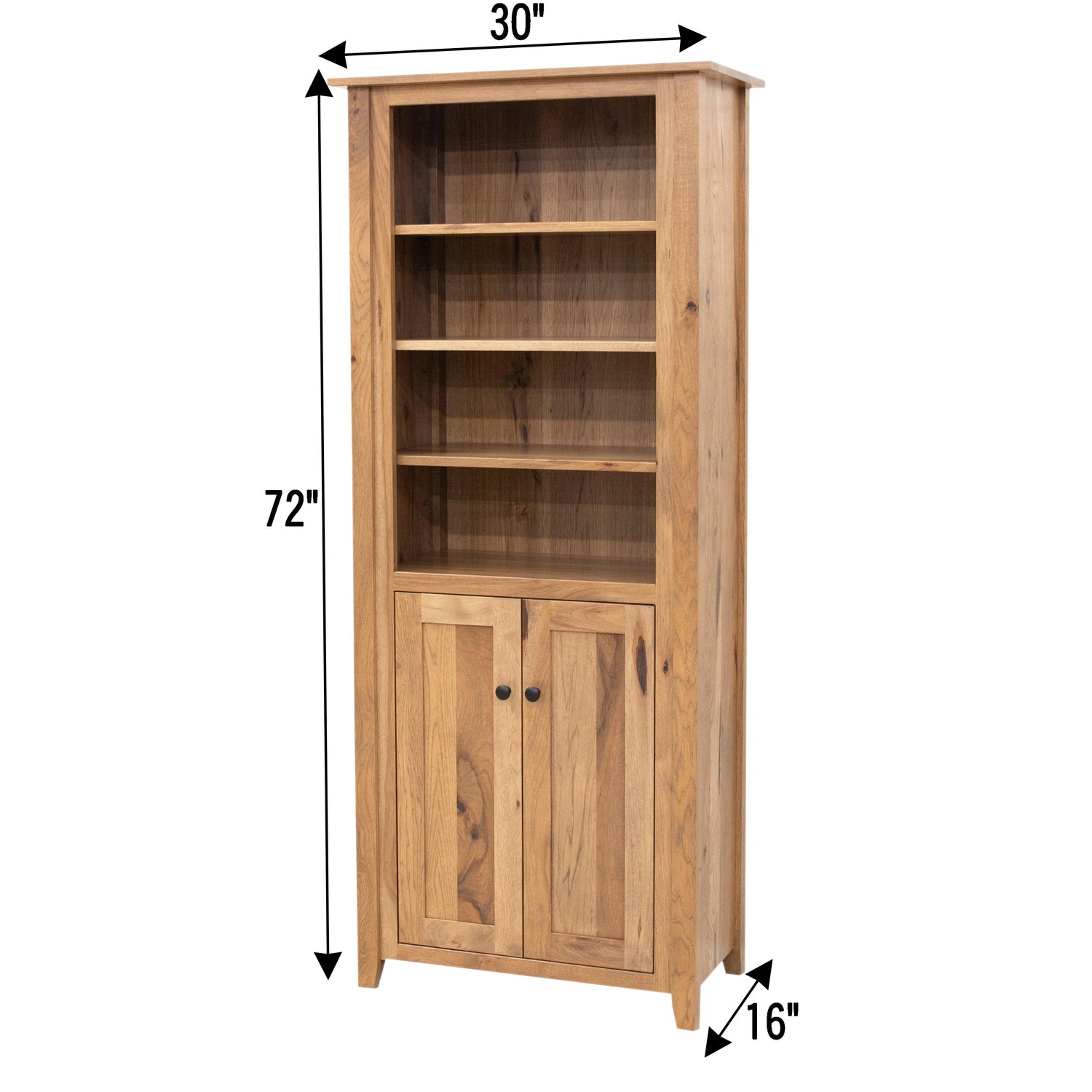 Riverton Solid Hickory Wood Bookcase with Doors | WB