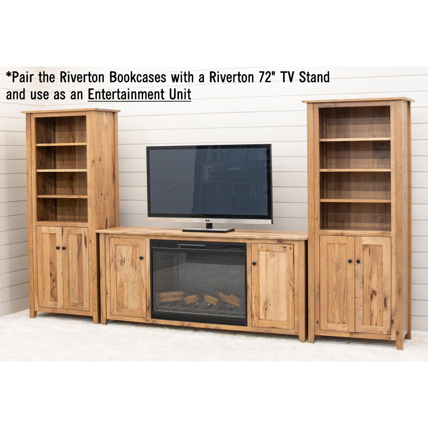 Riverton Solid Hickory Wood Bookcase with Doors | WB