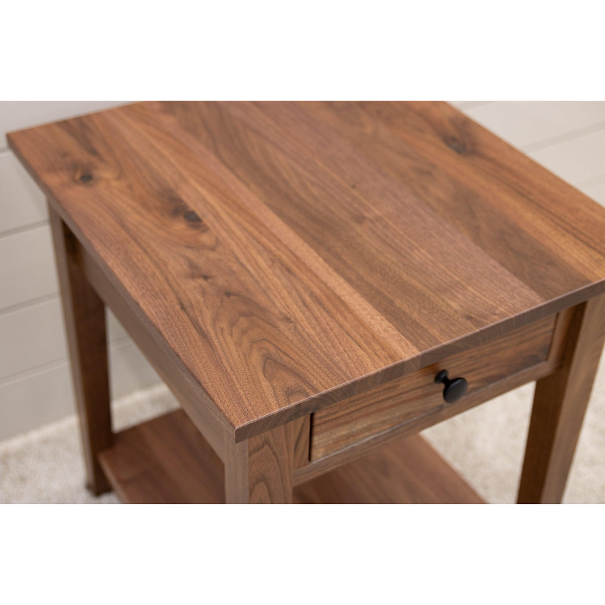 Riverton Walnut Wood Large Square Open End Table | NAT