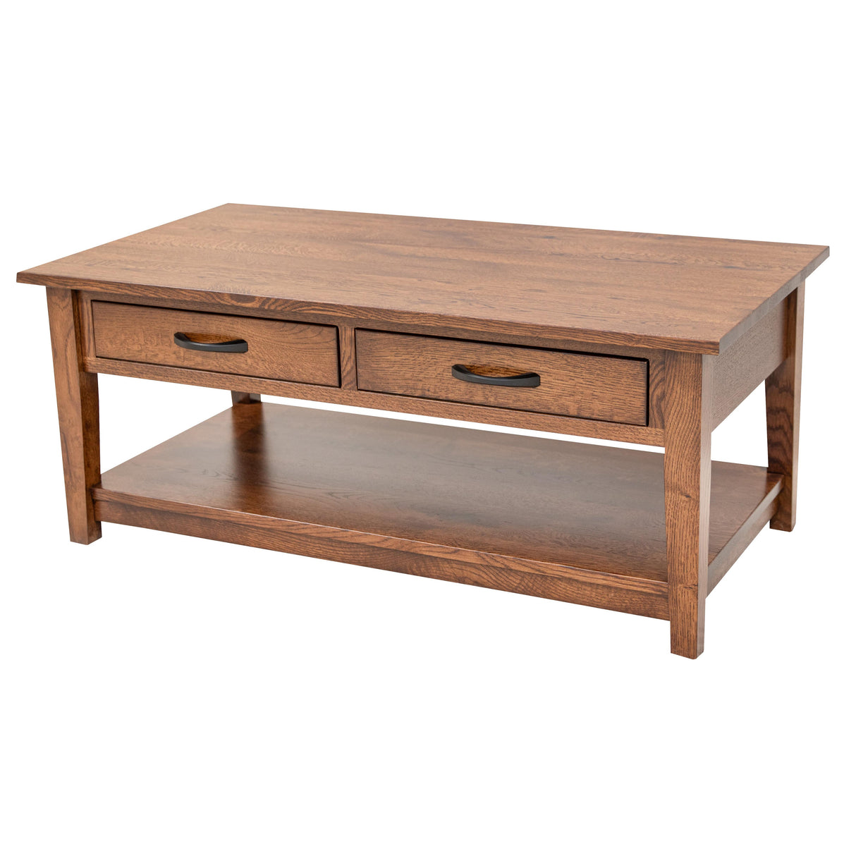 Riverton Quarter Sawn White Oak Wood Rectangle Open Coffee Table | ASB