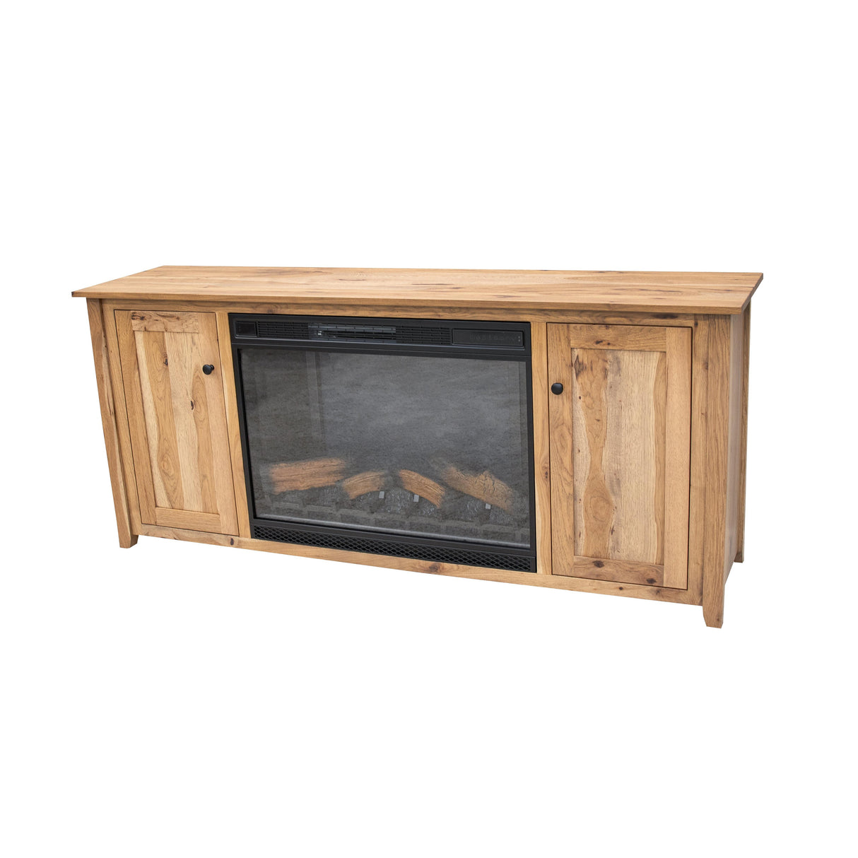 Riverton 72" Hickory Wood TV Console with Electric Fireplace Insert | WB