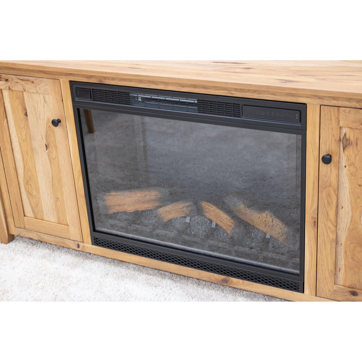 Riverton 72" Hickory Wood TV Console with Electric Fireplace Insert | WB