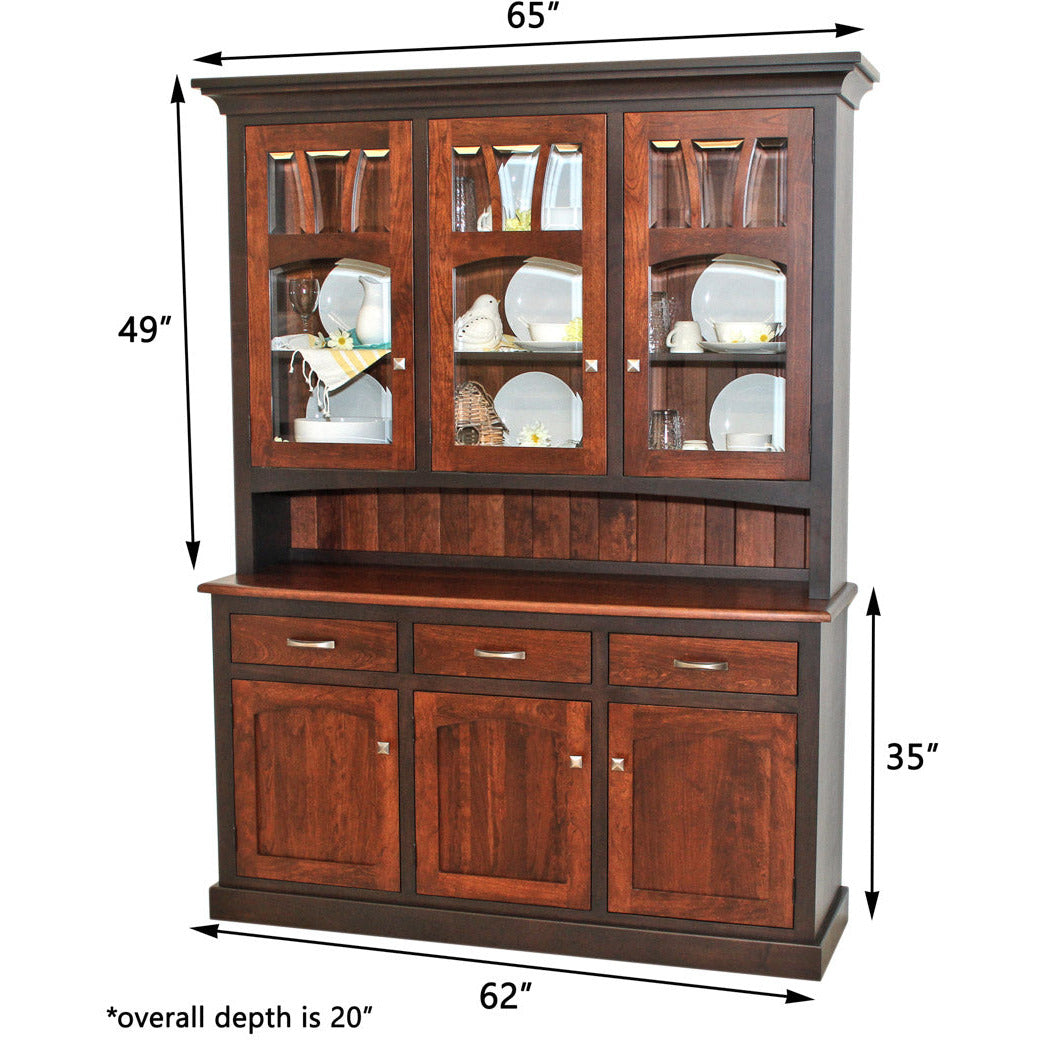 Ellington Black & Wood Hutch - 3-Door | M-EB&C-GB