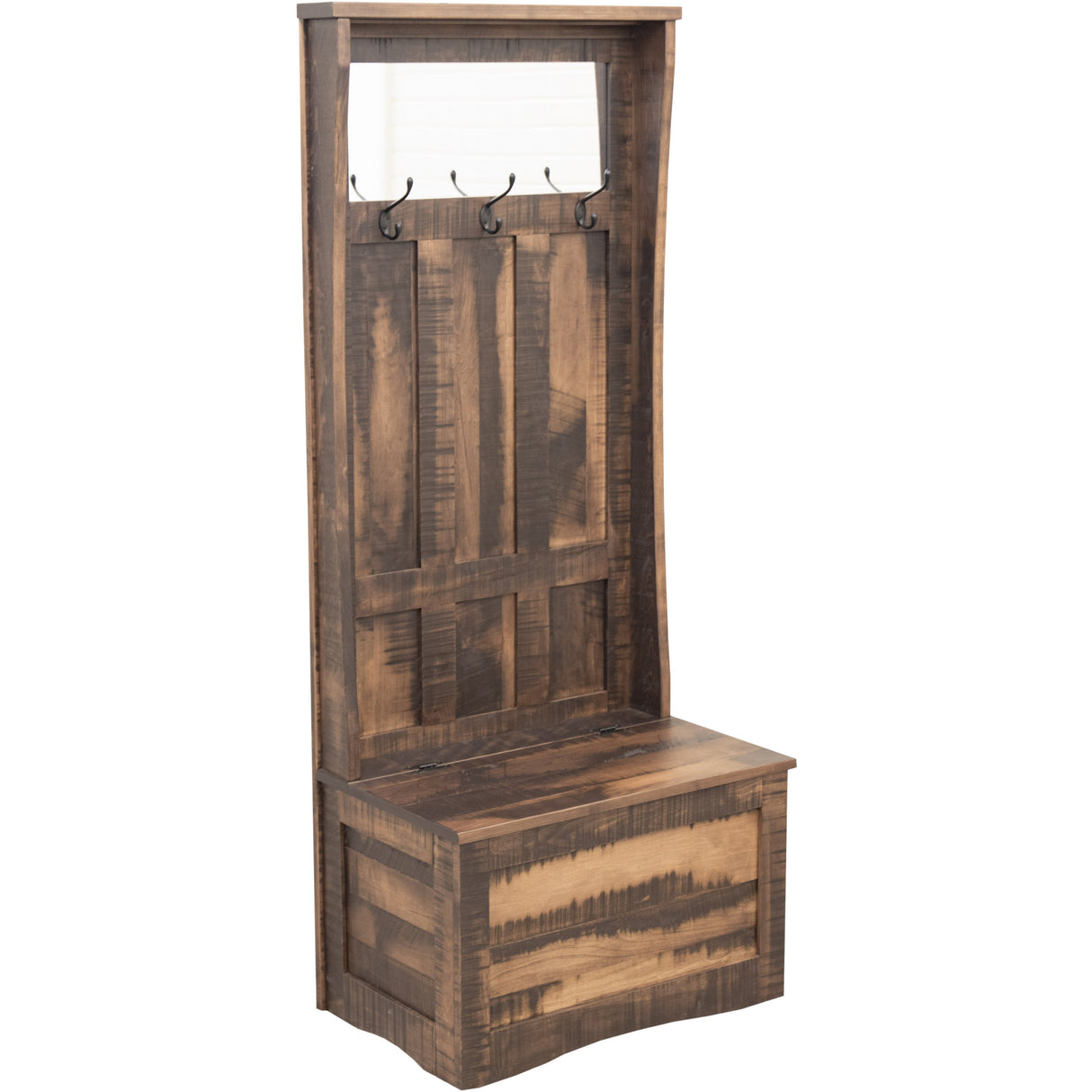 Shaker Roughsawn Maple Wood Hall Tree Bench | CO