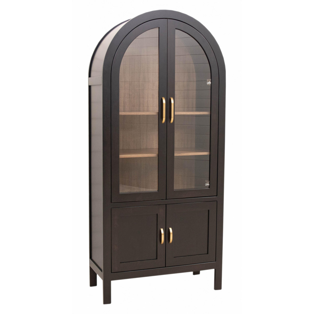 Wilmington Black Maple Wood Arched Bookcase with Doors | M-EB&RW-NAT