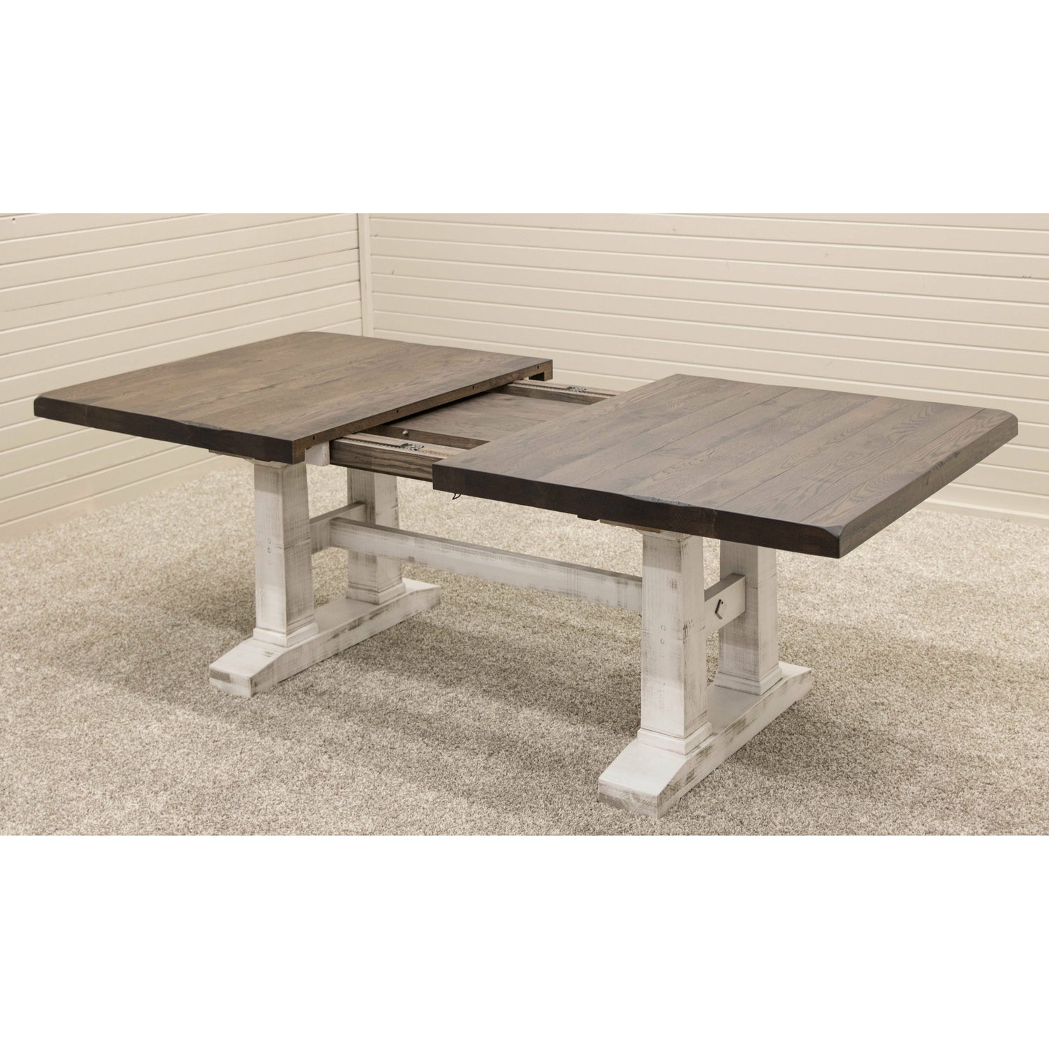 Rowan White & Wood Extending Dining Table with Built-Down Top | M-GW&RWO-SB