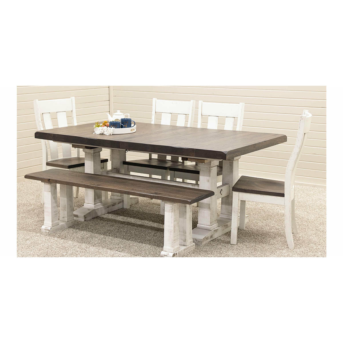 Rowan White & Wood Dining Bench | M-GW&RWO-SB