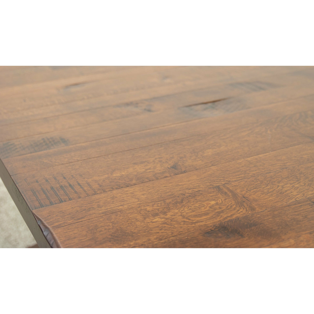 Rowan Quarter Sawn White Oak Wood Extending Dining Table with Built-Down Top | GB