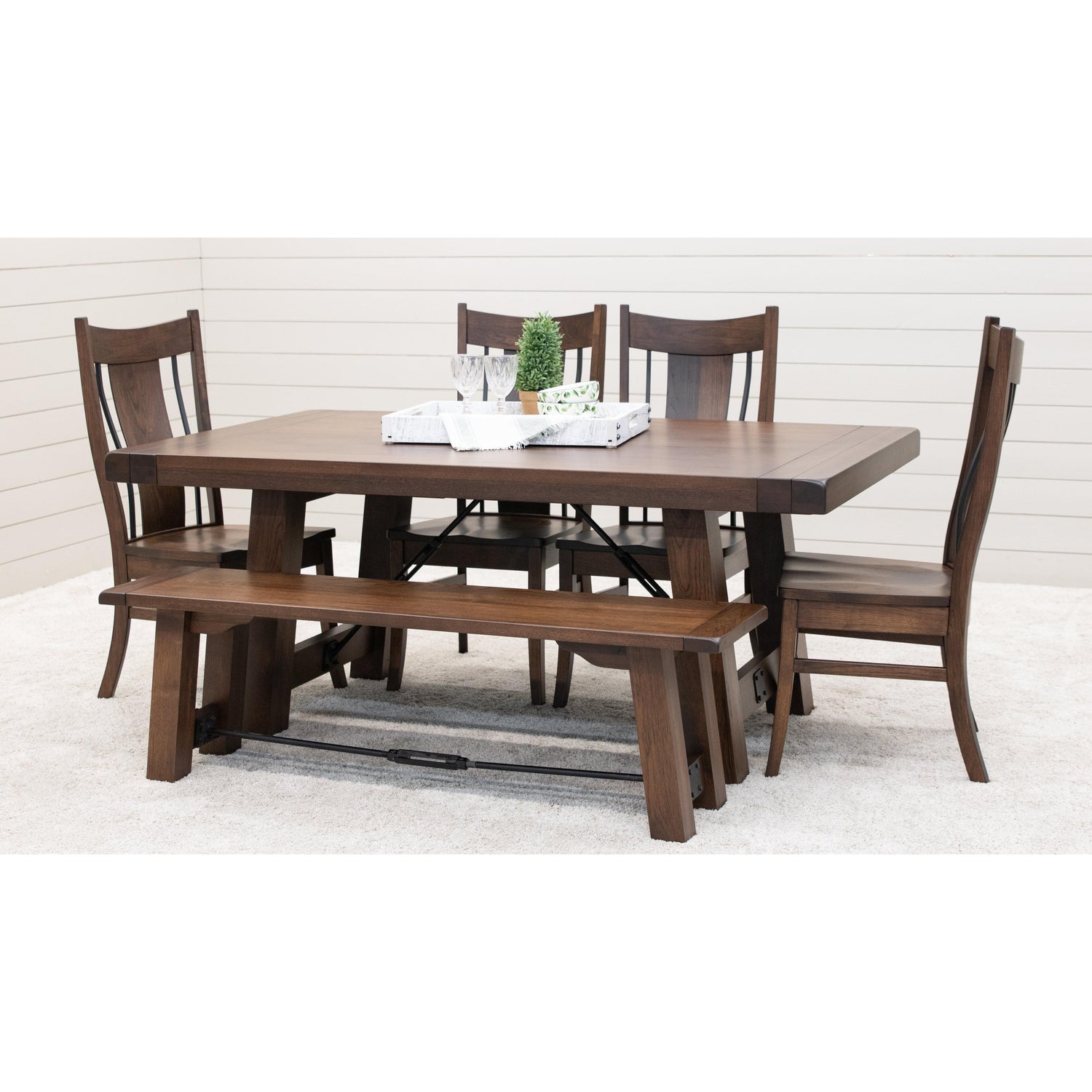 Settler's Trestle Hickory Wood Extending Dining Table | BV