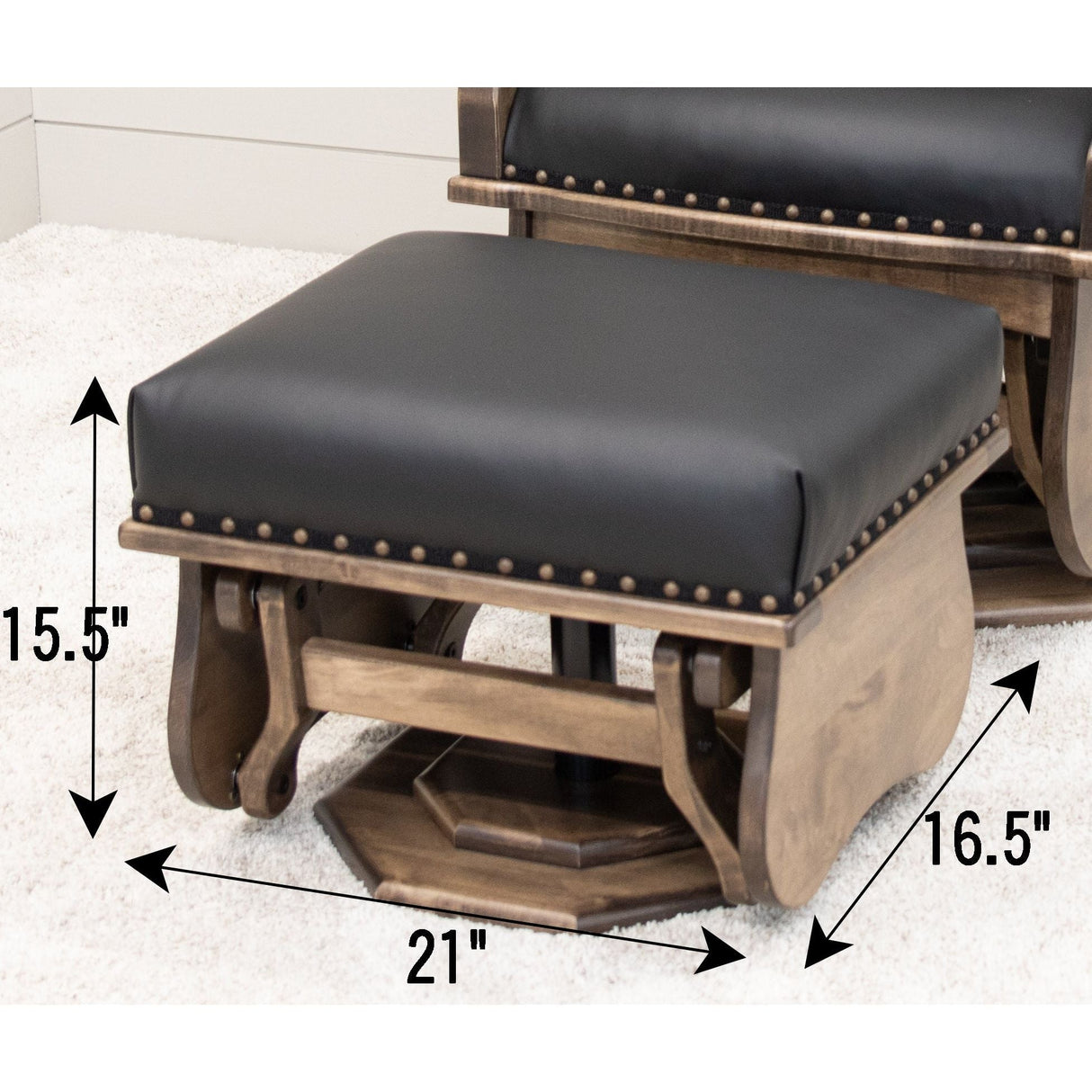 SPG-47 Clark Black Leather Swivel Glider & Ottoman | M-CO