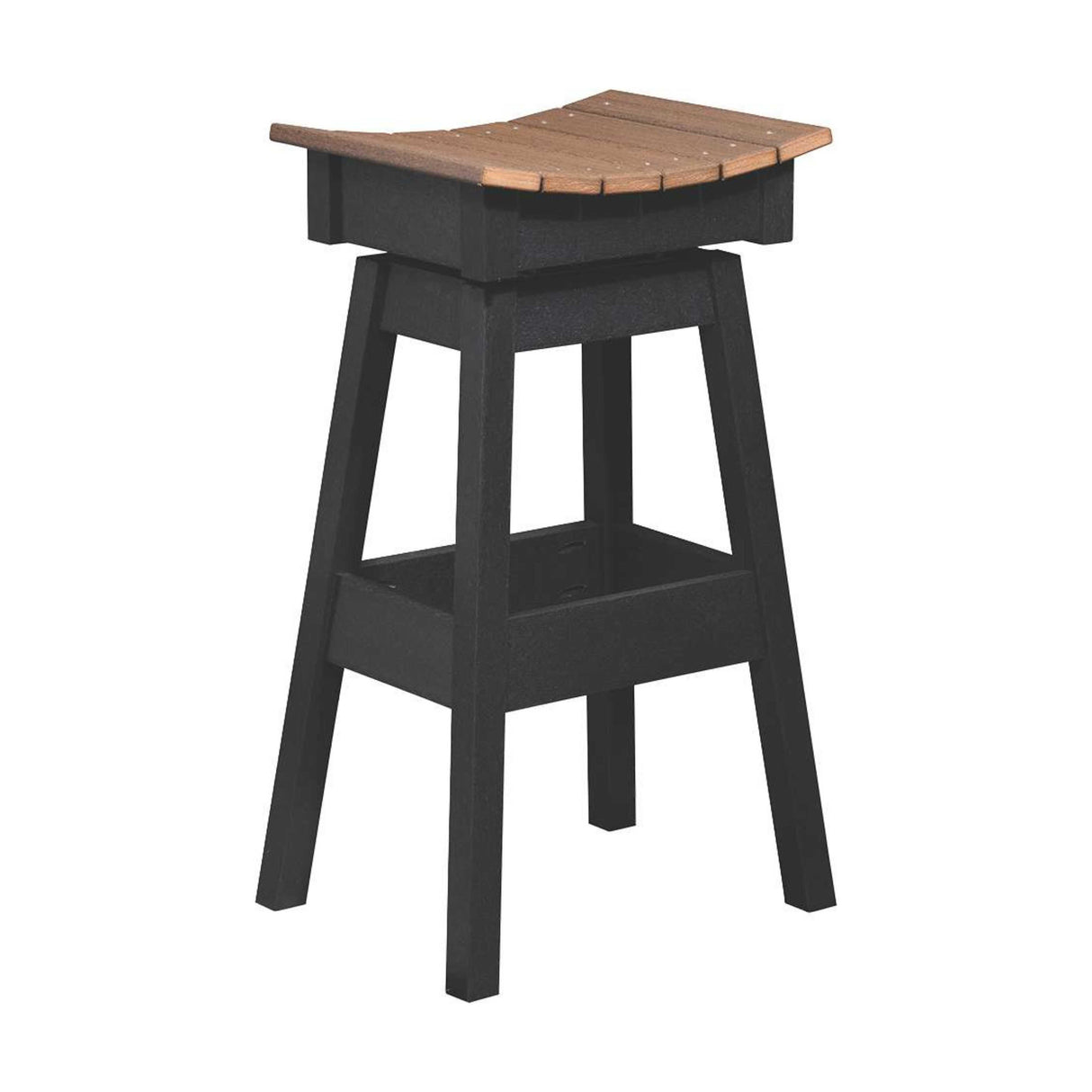Outdoor Poly Amish Swivel Saddle Bar Stool - Antique Mahogany/Black