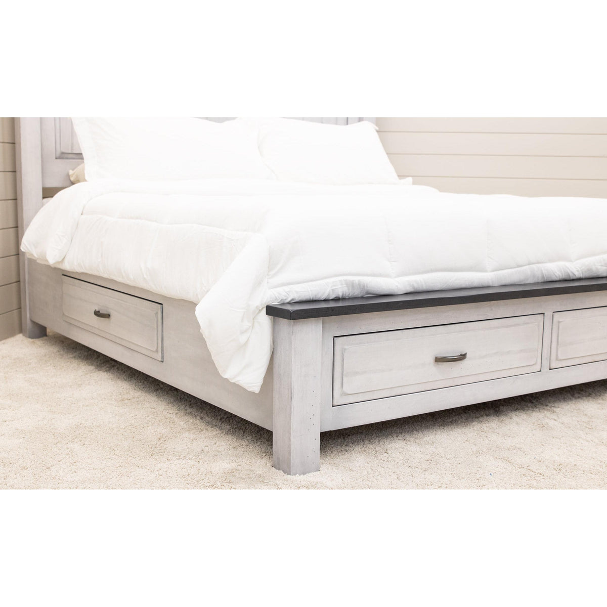 Savannah King White & Wood Storage Platform Bed | M-AV&GS