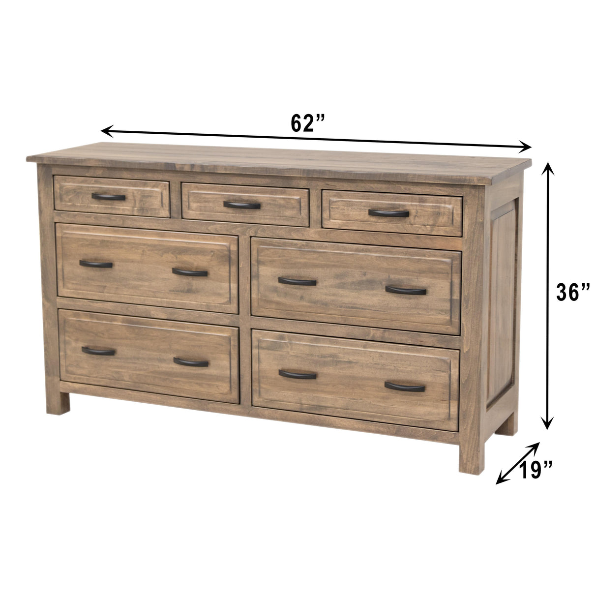 Savannah Rustic 7-Drawer Low Dresser